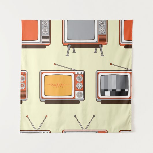 Farbiges Retro-TV, Vintages Muster Wandteppich (Vorderseite)