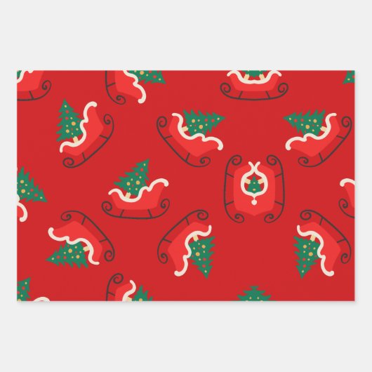 Farbiges Retro-Weihnachtswrapping-Papier Geschenkpapier Set (Vorderseite 2)