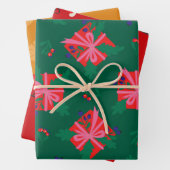 Farbiges Retro-Weihnachtswrapping-Papier Geschenkpapier Set (Beispiel)