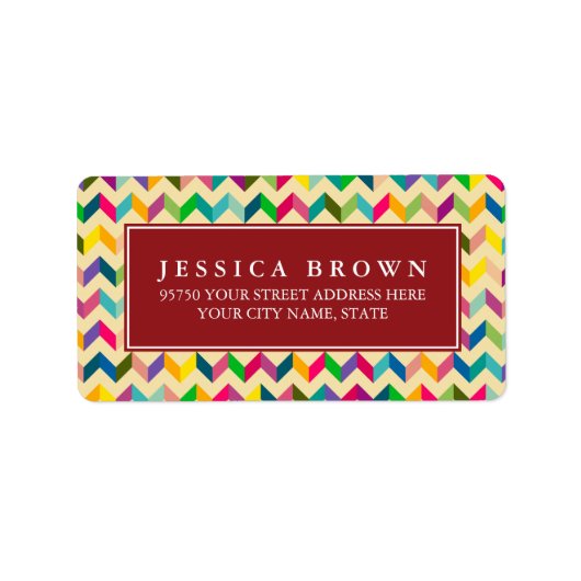 Farbiges Retro-Zigzag-Adressetikett Adressaufkleber (Vorne)
