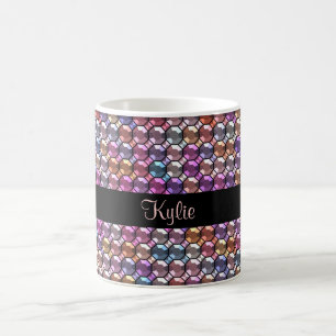 Farbiges Rhinestone mit individuellem Namen Kaffeetasse
