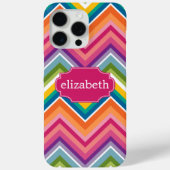 Farbiges riesiges Zickzack Muster mit Namen Case-Mate iPhone Hülle (Rückseite)