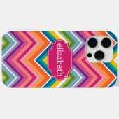 Farbiges riesiges Zickzack Muster mit Namen Case-Mate iPhone Hülle (Rückseite (Horizontal))