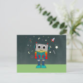 Farbiges Robot Reading Book Postkarte (Stehend Vorderseite)