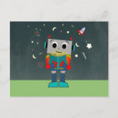 Farbiges Robot Reading Book Postkarte (Vorderseite)