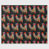 Farbiges Rooster Wrapping Paper Geschenkpapier (Flach)