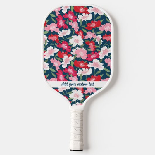 Farbiges rosa, florales Muster beliebiger benutzer Pickleball Schläger (Rückseite)
