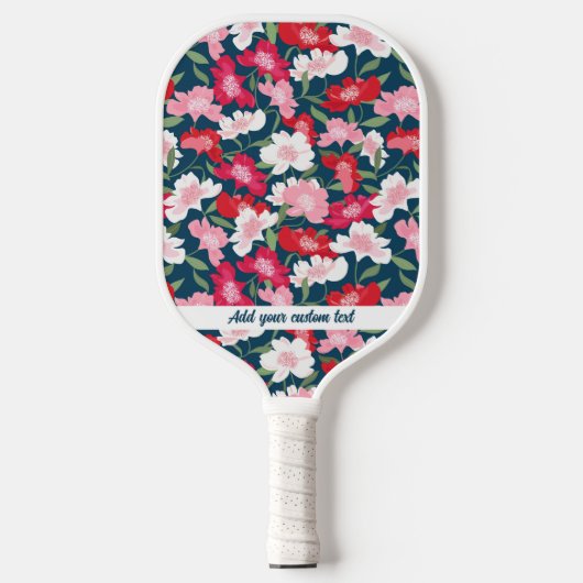 Farbiges rosa, florales Muster beliebiger benutzer Pickleball Schläger (Vorderseite)