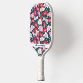 Farbiges rosa, florales Muster beliebiger benutzer Pickleball Schläger (Links)
