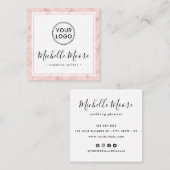 Farbiges rosa Marmorband mit eigenem Logo Quadratische Visitenkarte (Vorne/Hinten)