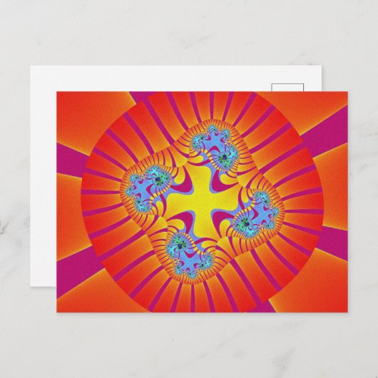 Farbiges Rot, Orange und Lila Fraktal Postkarte (Vorne/Hinten)