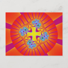 Farbiges Rot, Orange und Lila Fraktal Postkarte