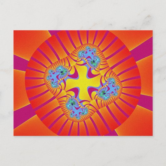 Farbiges Rot, Orange und Lila Fraktal Postkarte (Vorderseite)