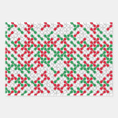Farbiges rotes, grünes, geometrisches Muster Geschenkpapier Set (Vorderseite)