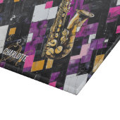 Farbiges Saxophon-Muster-Monogramm-Name Schneidebrett (Ecke)