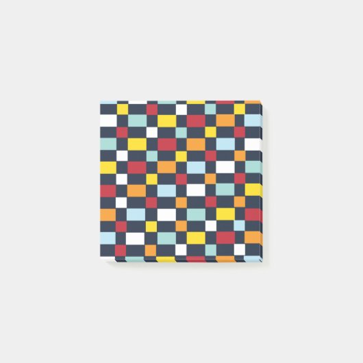 Farbiges Schachbrettmuster Post-it Klebezettel (Vorderseite)