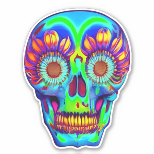 Farbiges Schädeldesign Aufkleber (Vorderseite)