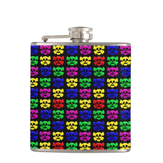 Farbiges Schädelmuster Flachmann (Vorderseite)