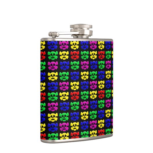 Farbiges Schädelmuster Flachmann (Rechts)