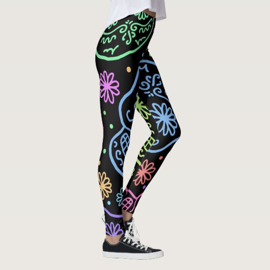 Farbiges Schädelmuster Leggings (Rechts)