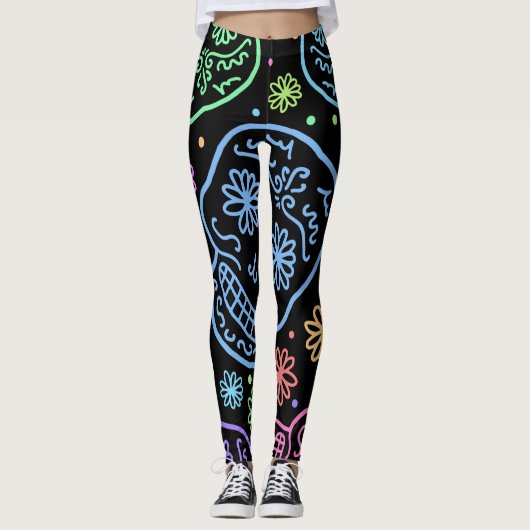 Farbiges Schädelmuster Leggings (Vorderseite)