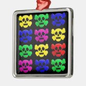Farbiges Schädelmuster Silbernes Ornament (Links)