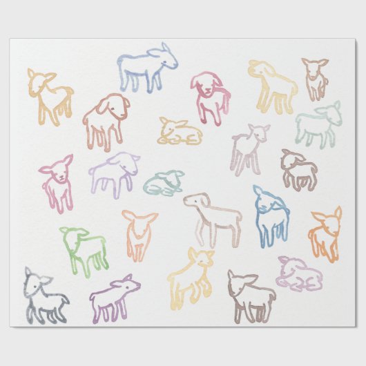Farbiges Schaf Geschenkpapier (Flach)