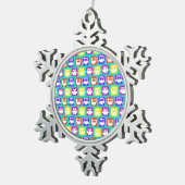 Farbiges Schellmuster Schneeflocken Zinn-Ornament (Rechts)