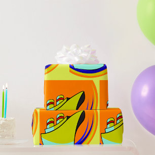 farbiges Schiff Geschenkpapier