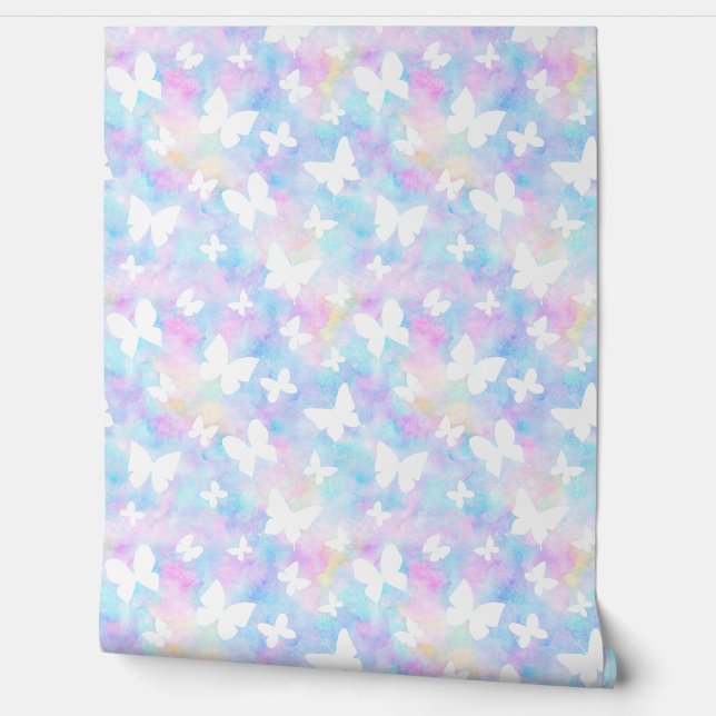 Farbiges Schmetterlingsmuster der gefärbte Krawatt Tapete (Abrollen)