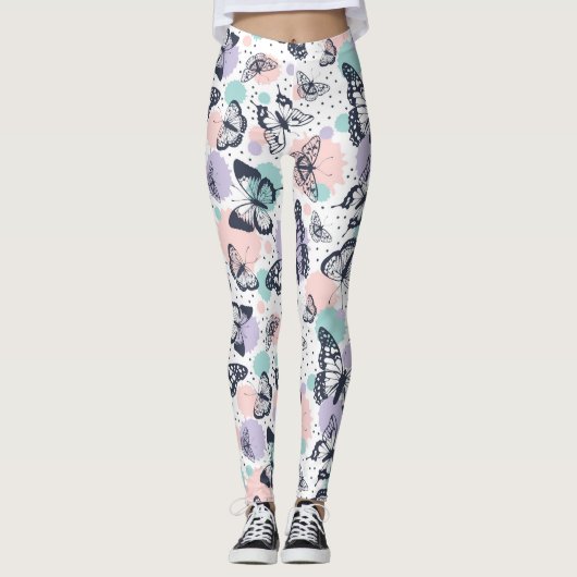 Farbiges Schmetterlingsmuster Leggings (Vorderseite)
