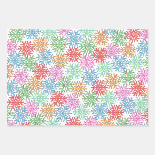 Farbiges Schneeflockenpapier Geschenkpapier Set (Vorderseite)