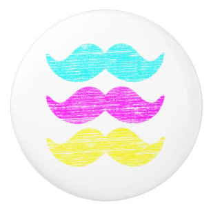 Farbiges Schnurrbart-Muster Pop-Art-Design Keramikknauf
