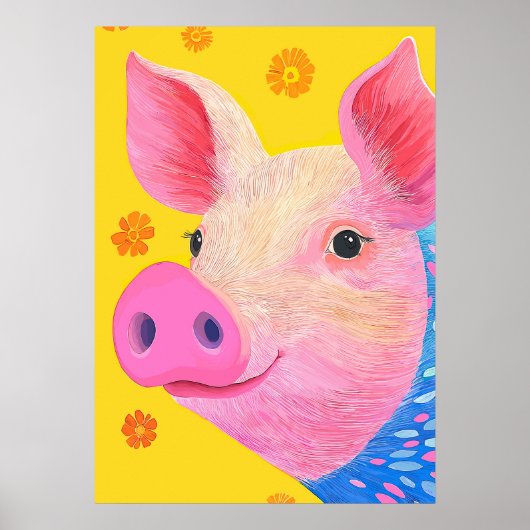 Farbiges Schweineportrait Poster (Vorne)