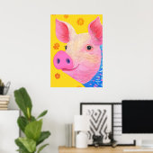 Farbiges Schweineportrait Poster (Heimbüro)