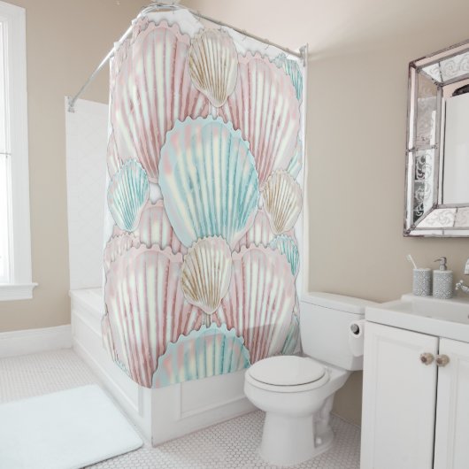 Farbiges Seashell-Cluster Duschvorhang (Beispiel)