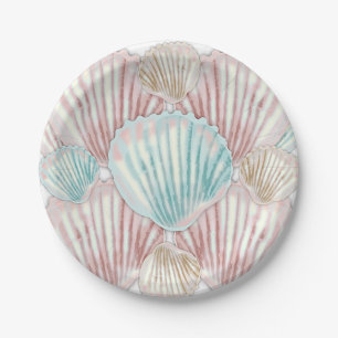 Farbiges Seashell-Cluster Pappteller
