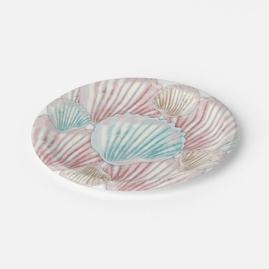 Farbiges Seashell-Cluster Pappteller (Schrägansicht)