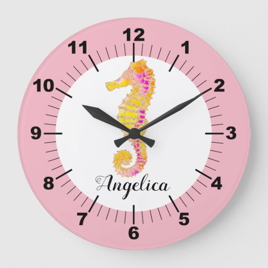 Farbiges Seepferd Großuhr Große Wanduhr (Vorderseite)