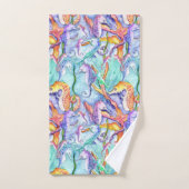 Farbiges Seepferd Ocean Watercolor Badetuch Set (Handtuch)