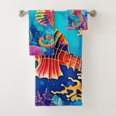 Farbiges Seepferd Pair Design Badhandtuch Set (Insitu)