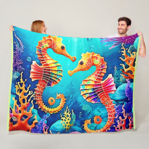 Farbiges Seepferd Pair Design Fleecedecke