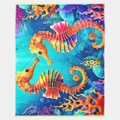 Farbiges Seepferd Pair Design Fleecedecke (Vorderseite)