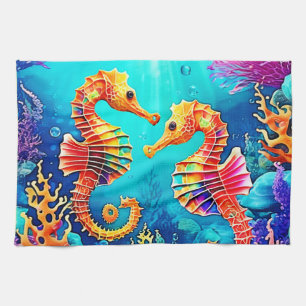 Farbiges Seepferd Pair Design Geschirrtuch