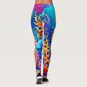 Farbiges Seepferd Pair Design Leggings (Rückseite)