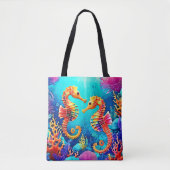 Farbiges Seepferd Pair Design Tasche (Vorderseite)