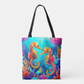 Farbiges Seepferd Pair Design Tasche (Rückseite)