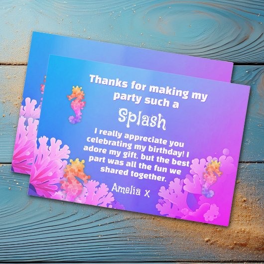 Farbiges Seepferd Party Dankeskarte