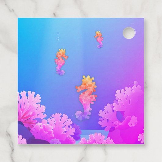 Farbiges Seepferd Party Geschenkanhänger (Rückseite)