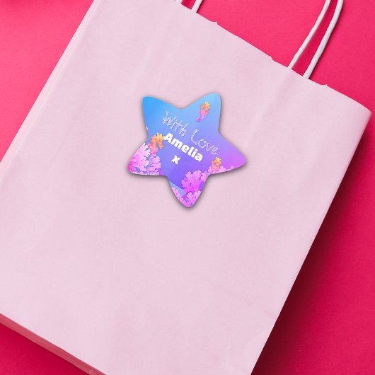 Farbiges Seepferd Party Stern-Aufkleber